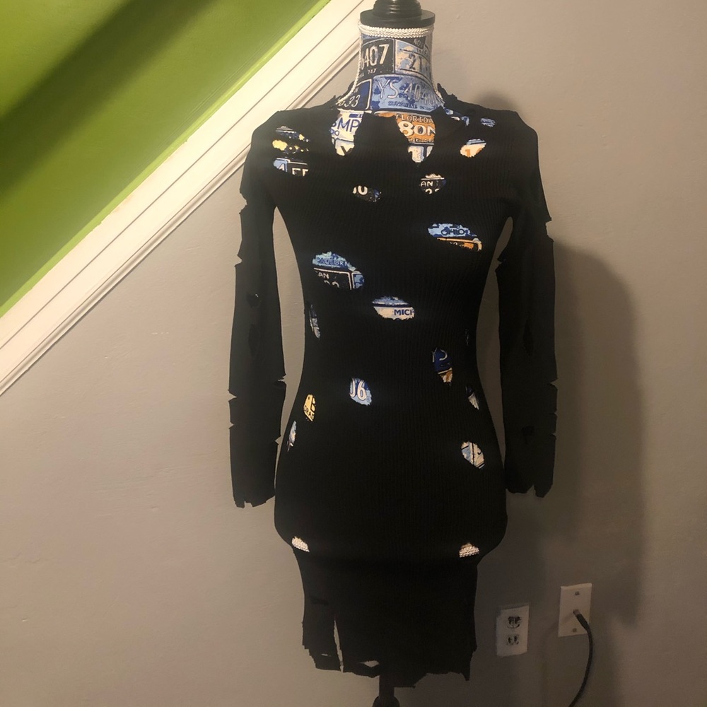 Black sweater shirt-dress, M, NWOT.